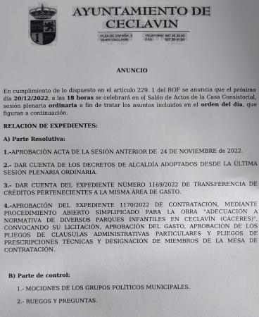 Imagen 20 de Diciembre - Pleno ordinario mes de diciembre.